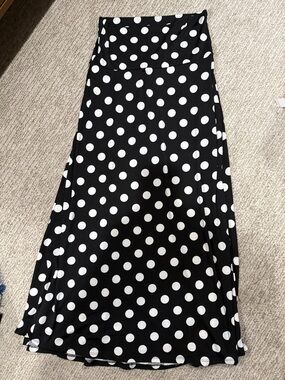 LuLaRoe Black Maxi Skirt with White Polka Dots